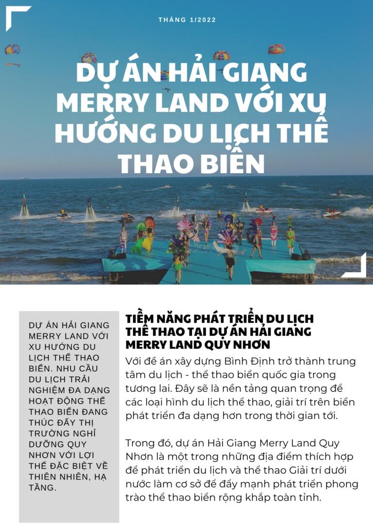 Dự án Hải Giang Merry Land với xu hướng du lịch thể thao biển
